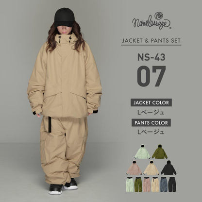 スノーボードウェア メンズ レディース 上下セット ベンチレーション付き ワイドシルエット 中綿入り 防寒 撥水 防風 25-26モデル namelessage/ネームレスエイジ NS-43