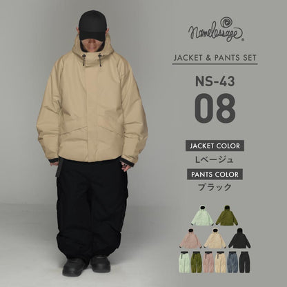 スノーボードウェア メンズ レディース 上下セット ベンチレーション付き ワイドシルエット 中綿入り 防寒 撥水 防風 25-26モデル namelessage/ネームレスエイジ NS-43