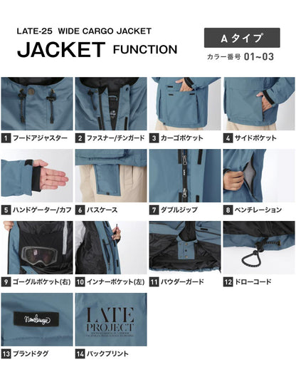 [12月中旬頃発送予定] 予約レイトプロジェクト メンズ レディース namelessage×LATE Project ジャケット単品 数量限定 ボードウェア スノボウェア スノーボード スノーウェア スキー コラボ商品 namelessage/ネームレスエイジ LATE_25