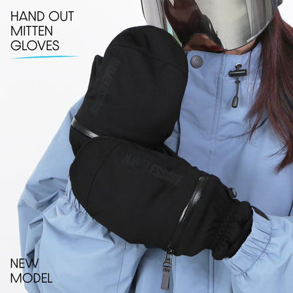 スノーグローブ ミトングローブ メンズ レディース スノーボード スノボ スキー ハンドアウト ハイボラ 手が出る スマホ操作 撥水 防風 止水ファスナー 保温 インナーグローブ付 namelessage/ネームレスエイジ AGE-312M