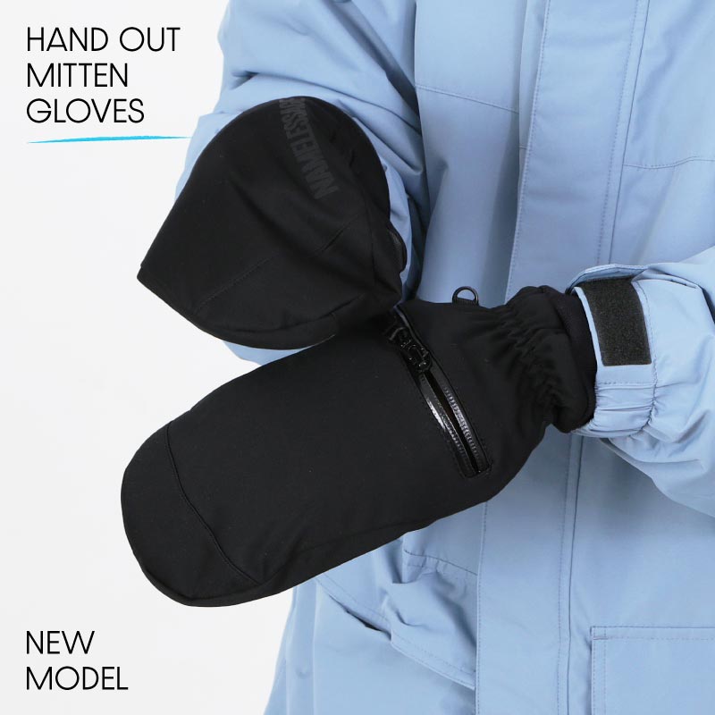 スノーグローブ ミトングローブ メンズ レディース スノーボード スノボ スキー ハンドアウト ハイボラ 手が出る スマホ操作 撥水 防風 止水ファスナー 保温 インナーグローブ付 namelessage/ネームレスエイジ AGE-312M