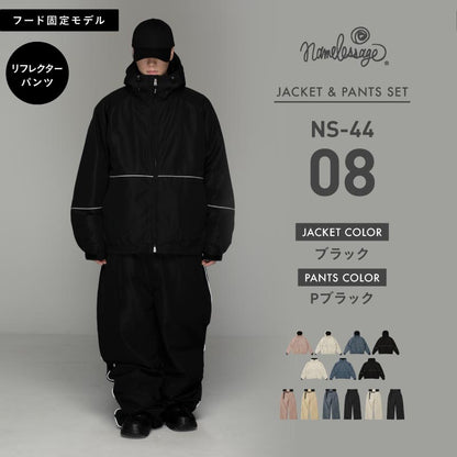 Reflector big style dolman top and bottom set snowboard wear men's women's namelessage NS-35SET 