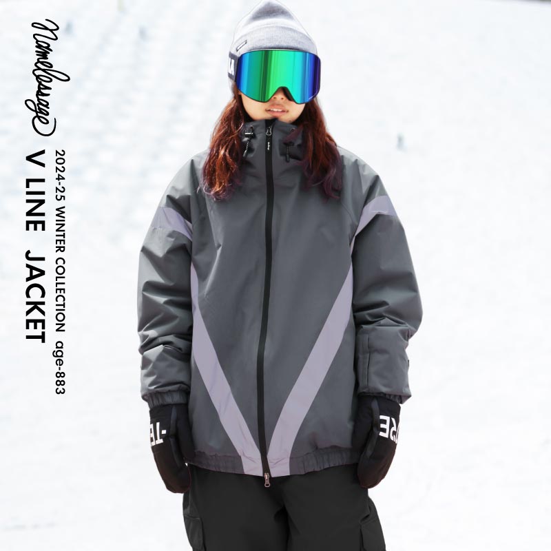 Big style line reflector jacket snowboard wear men's women's namelessage age-824 