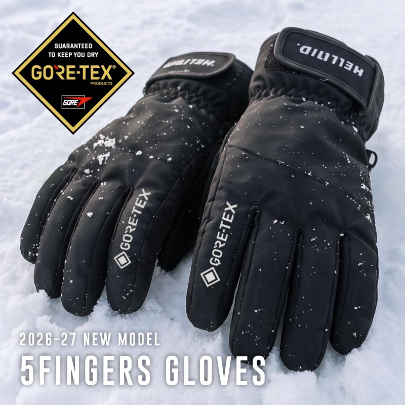 新作 11月下旬納期 ゴアテックス スノーグローブ 5本指 メンズ レディース スノーボード スノボ スキー  GORE-TEX 撥水 防風 保温 リーシュコード付 26-27 HELLOID/ヘルロイド HLG-51