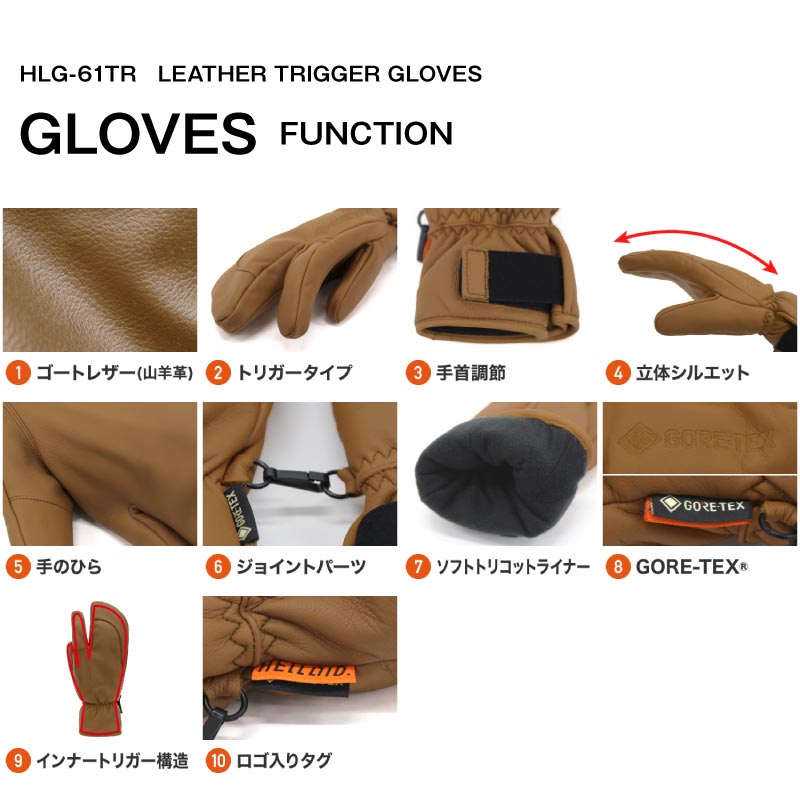 新作 11月下旬納期 ゴアテックス スノーグローブ トリガー  メンズ レディース スノーボード スノボ スキー  GORE-TEX 撥水 防風 保温 リーシュコード付 26-27 HELLOID/ヘルロイド HLG-61TR