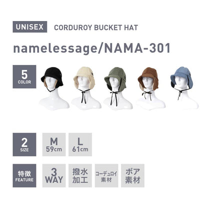 バケットハット スノーボード メンズ レディース スキー 帽子 バケハ 耳付き 耳当て 防寒 保温 雪 アウトドア namelessage/ネームレスエイジ NAMA-301 [メール便OK]