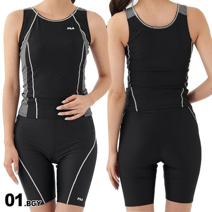 FILA/フィラ レディース セパレート フィットネス水着 上下2点セット 313201 スイムウェア 上下セット 上下セット めくれ防止 パッド付き ジム ヨガ 水泳 女性用[メール便発送 23SS-08]