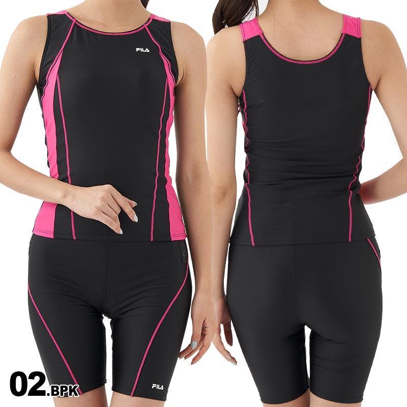 FILA/フィラ レディース セパレート フィットネス水着 上下2点セット 313201 スイムウェア 上下セット 上下セット めくれ防止 パッド付き ジム ヨガ 水泳 女性用[メール便発送 23SS-08]