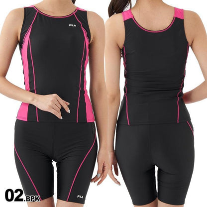FILA/フィラ レディース セパレート フィットネス水着 上下2点セット 313201 スイムウェア 上下セット 上下セット めくれ防止 パッド付き ジム ヨガ 水泳 女性用[メール便発送 23SS-08]