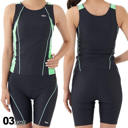 FILA/フィラ レディース セパレート フィットネス水着 上下2点セット 313201 スイムウェア 上下セット 上下セット めくれ防止 パッド付き ジム ヨガ 水泳 女性用[メール便発送 23SS-08]