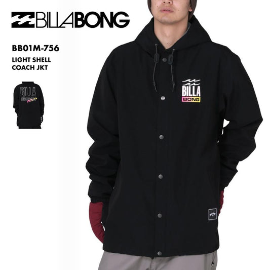 BILLABONG/ビラボン メンズスノーコーチジャケット LIGHT SHELL COACH JKT BB01M-756 スノボウェア スノーウェア スノーボード スノボ スキー ライトシェル オーバーシルエット ストレッチ ロゴ ブランド 男性用