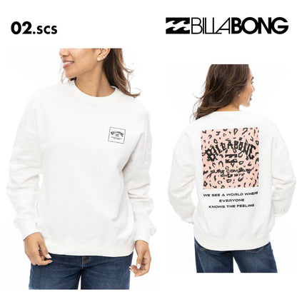 BILLABONG/ビラボン レディース トレーナー PATTERN LOGO SWEAT CREW NECK 2024 FALL BE014-003 長袖 長そで 秋冬 裏毛素材 コットン100 ラバープリント ルーズシルエット ロゴ 女性用 大きめ