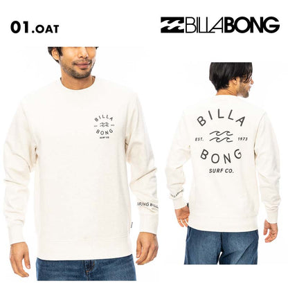 BILLABONG/ビラボン メンズ トレーナー ONE TIME 2024 FALL BE012-001 長袖 長そで 秋冬 裏毛素材 スタンダードシルエット クルーネック デイリー ロゴ 男性用