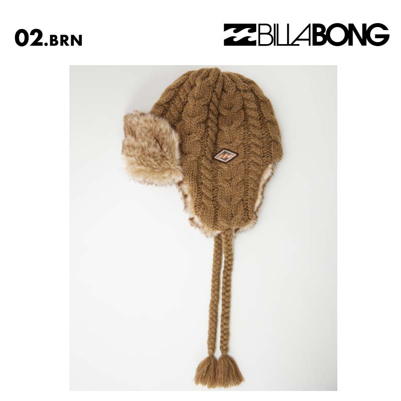 BILLABONG/ビラボン レディース フライトキャップ CABLE WOOL BLEND BEANIE 2024 FALL BE014-912 ニット帽 ビーニー パイロットキャップ ファー アウトドア 女性用 帽子 防寒 スキー スノボ