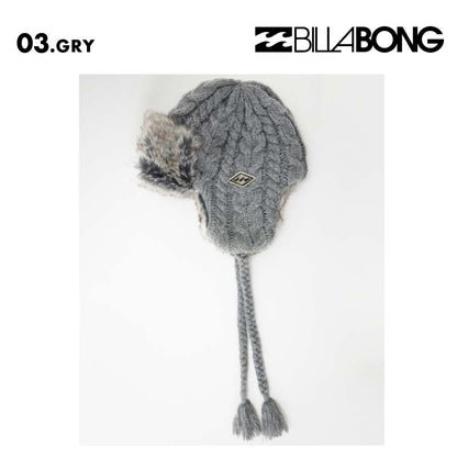 BILLABONG/ビラボン レディース フライトキャップ CABLE WOOL BLEND BEANIE 2024 FALL BE014-912 ニット帽 ビーニー パイロットキャップ ファー アウトドア 女性用 帽子 防寒 スキー スノボ