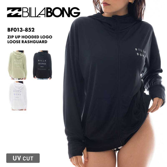 BILLABONG/ビラボン レディース 長袖 ジップラッシュガード ZIP UP HOODED LOGO LOOSE RASHGUARD 2025 SPRING BF013-852 水着 UPF+50 紫外線対策 日焼け対策 サーフィン ビーチ 海 プール フード フーディ 女性用[メール便発送 25SS-04]