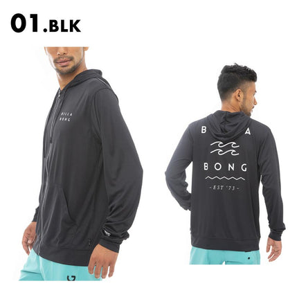 BILLABONG/ビラボン メンズ パーカーラッシュガード RASH ZIP 2023 SPRING BD011-864 UPF50+ UVカット ロゴ 春夏 フード付き トップス ブランド フードパーカー 日焼け防止 水陸両用 男性用【メール便発送 24SS-05】