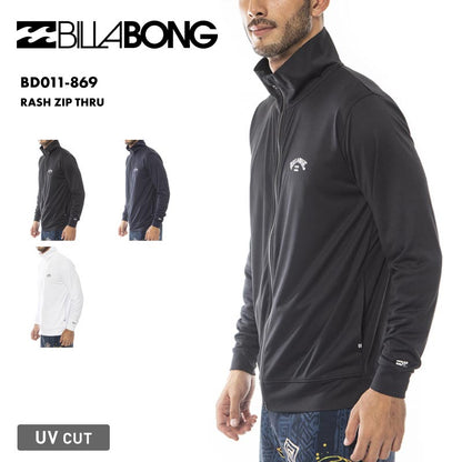 BILLABONG/ビラボン メンズ 長袖 ZIPUP ラッシュガード RASH ZIP THRU 2023 SUMMER BD011-869 UPF50+ UVカット ロゴ 春夏 ハイネック トップス ブランド フードパーカーレス 日焼け防止 水陸両用 男性用【メール便発送 24SS-05】