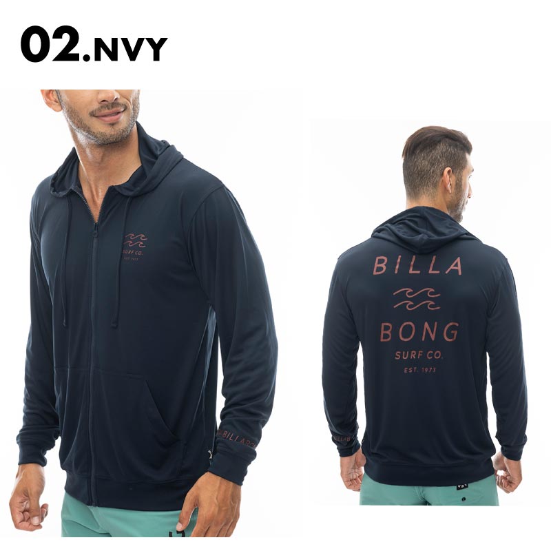 BILLABONG/ビラボン メンズ ジップ ラッシュパーカー RASH ZIP HOOD 2024 SPRING BE011-855 ラッシュガード 水着 フード付き UVカット 紫外線対策 日焼け防止 黒 ブランド ビーチ サーフィン 男性用【メール便発送 24SS-09】