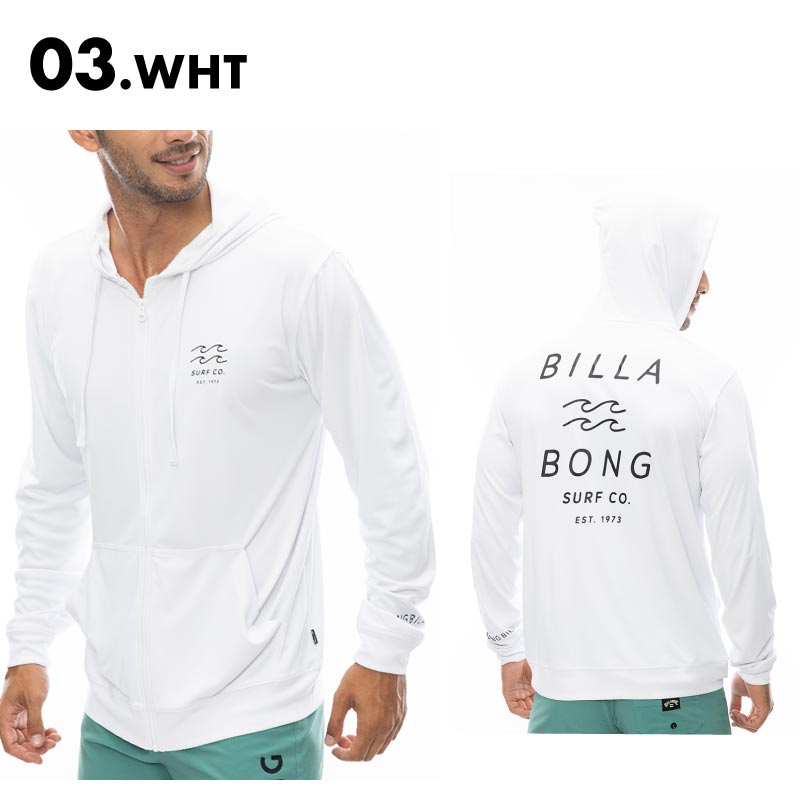 BILLABONG/ビラボン メンズ ジップ ラッシュパーカー RASH ZIP HOOD 2024 SPRING BE011-855 ラッシュガード 水着 フード付き UVカット 紫外線対策 日焼け防止 黒 ブランド ビーチ サーフィン 男性用【メール便発送 24SS-09】