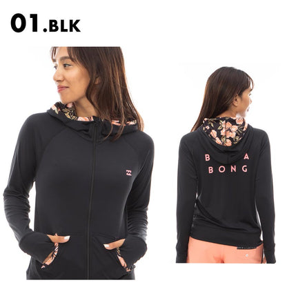 BILLABONG/ビラボン レディース ジップ フード 長袖 ラッシュガード ZIP UP HOODED RASHGUARD 2024 SPRING BE013-861 ラッシュパーカー おしゃれ かわいい 体型カバー UVカット 紫外線対策 日焼け防止 ビーチ 海 ブランド 女性用【メール便発送 24SS-09】