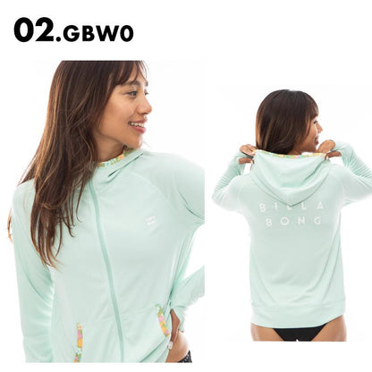 BILLABONG/ビラボン レディース ジップ フード 長袖 ラッシュガード ZIP UP HOODED RASHGUARD 2024 SPRING BE013-861 ラッシュパーカー おしゃれ かわいい 体型カバー UVカット 紫外線対策 日焼け防止 ビーチ 海 ブランド 女性用【メール便発送 24SS-09】