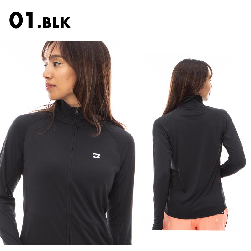 BILLABONG/ビラボン レディース ジップ フード 長袖 ラッシュガード ZIP UP STAND RASHGUARD 2024 SPRING BE013-863 ジップパーカー フードなし シンプル おしゃれ かわいい UVカット 紫外線対策 日焼け防止 ビーチ ブランド 女性用【メール便発送 24SS-09】