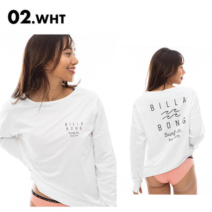 BILLABONG/ビラボン レディース 長袖 ラッシュガード LOGO L/S BOAT NECK TEE RASH 2024 SPRING BE013-866 Tシャツ ティーシャツ 水着 体型カバー UVカット おしゃれ かわいい バックプリント 紫外線対策 日焼け防止 女性用【メール便発送 24SS-09】