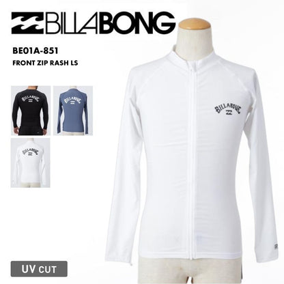 [倉庫一掃大SALE] BILLABONG/ビラボン メンズ 長袖 ジップ ラッシュガード FRONT ZIP RASH LS 2024 SUMMER BE01A-851 水着 スタンドカラー フードなし 立ち襟 ブラック 黒 バックプリント ブランド 正規品 男性用[メール便発送 24SS-10]