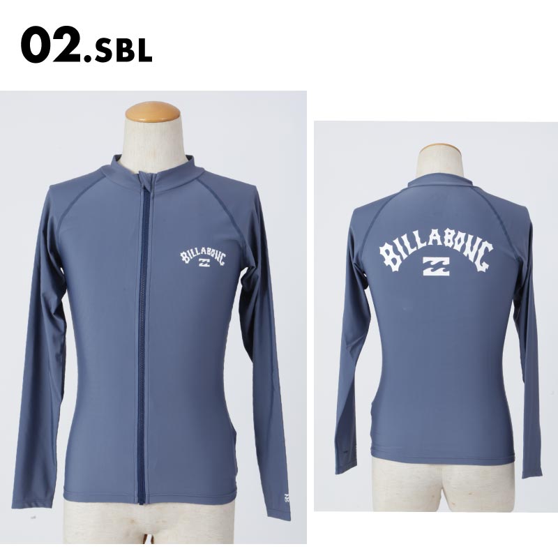 BILLABONG/ビラボン メンズ 長袖 ジップ ラッシュガード FRONT ZIP RASH LS 2024 SUMMER BE01A-851 水着 スタンドカラー フードなし 立ち襟 ブラック 黒 バックプリント ブランド 正規品 男性用【メール便発送 24SS-10】