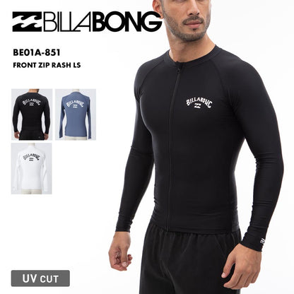 BILLABONG/ビラボン メンズ 長袖 ジップ ラッシュガード FRONT ZIP RASH LS 2024 SUMMER BE01A-851 水着 スタンドカラー フードなし 立ち襟 ブラック 黒 バックプリント ブランド 正規品 男性用【メール便発送 24SS-10】