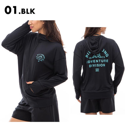 BILLABONG/ビラボン レディース 長袖 ラッシュガード パーカー ADIV ZIP UP LOOSE HOODED RASHGUARD 2024 SUMMER BE01C-867 水着 水陸両用 UVカット ジップアップ UPF50+ 紫外線カット シンプル ブランド 正規品 女性用【メール便発送 24SS-10】