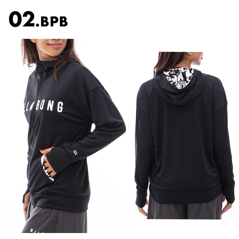 BILLABONG/ビラボン レディース 長袖 ラッシュガード パーカー ZIP UP LOOSE HOODED RASHGUARD 2024 SUMMER BE01C-850 水着 UVカット フード付き 紫外線対策 カットソー トップス UPF50+ ブランド 正規品 女性用【メール便発送 24SS-10】