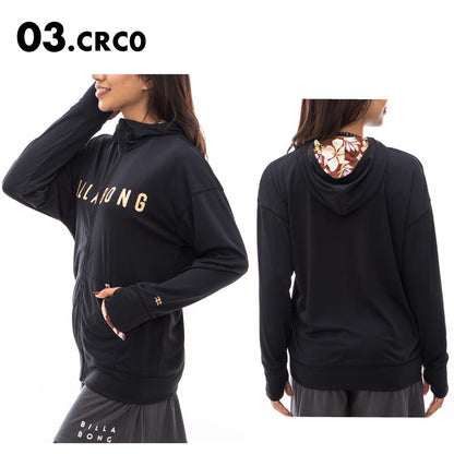 BILLABONG/ビラボン レディース 長袖 ラッシュガード パーカー ZIP UP LOOSE HOODED RASHGUARD 2024 SUMMER BE01C-850 水着 UVカット フード付き 紫外線対策 カットソー トップス UPF50+ ブランド 正規品 女性用【メール便発送 24SS-10】