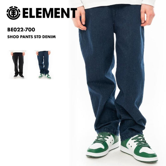 ELEMENT/エレメント メンズ スケートボードパンツ リラックス ワイド SHOD PANTS STD DENIM 2024 FALL BE022-700 ロングパンツ 長ズボン デニム ウエストゴム ロゴ 伸縮 ブランド 正規品 男性用 ロゴ