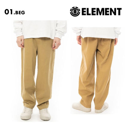 ELEMENT/エレメント メンズ スケートボードパンツ リラックス ワイド SHOD PANTS STD CHINO 2024 FALL BE022-714 ロングパンツ 長ズボン チノパン ウエストゴム ロゴ ブランド 正規品 男性用 ロゴ ワイドシルエット