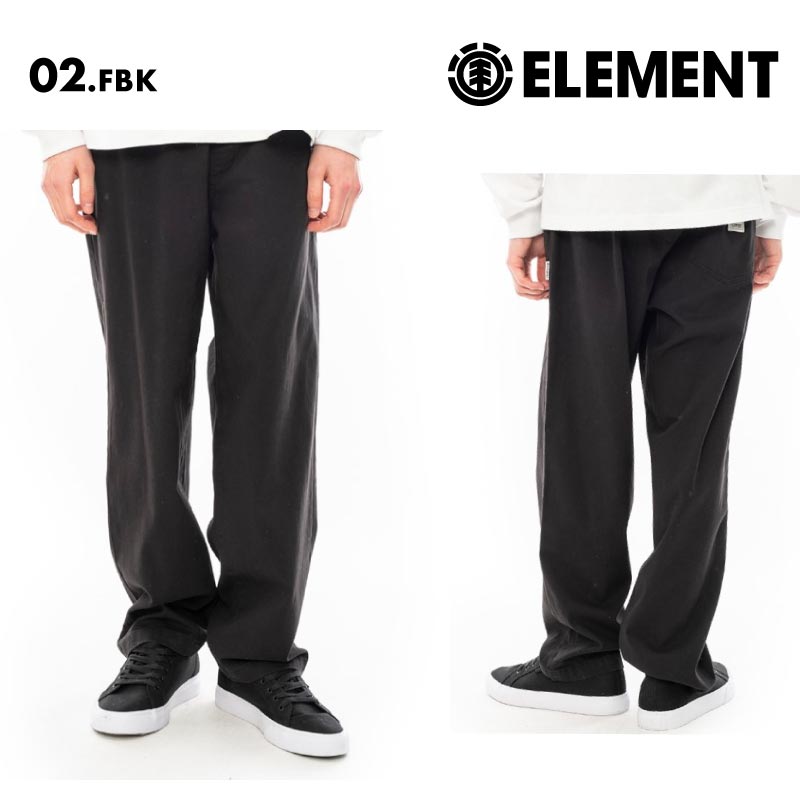 ELEMENT/エレメント メンズ スケートボードパンツ リラックス ワイド SHOD PANTS STD CHINO 2024 FALL BE022-714 ロングパンツ 長ズボン チノパン ウエストゴム ロゴ ブランド 正規品 男性用 ロゴ ワイドシルエット