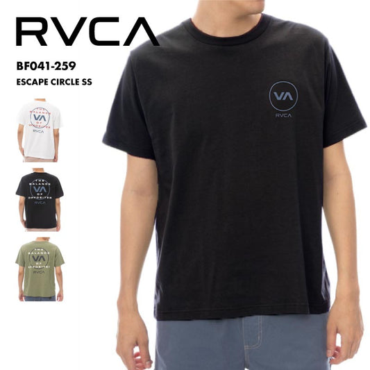 RVCA/ルーカ メンズ 半袖 Ｔシャツ ESCAPE CIRCLE SS 25 SPRING BF041-259 クルーネック 綿100 シンプル ベーシック ロゴ グラフィック おしゃれ かっこいい ブランド 男性用[メール便発送 25SS-03]