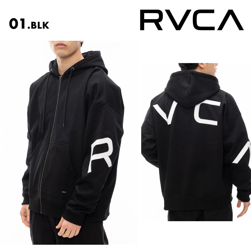 RVCA/ルーカ メンズ ジップパーカー FAKE RVCA ZIP HD 2024 FALL＆WINTER  BE042-044 バックプリント ビッグシルエット ルーズシルエットシルエット フード付き フーディ ロゴ ジップアップ フルジップ 秋冬 男性用 男性用