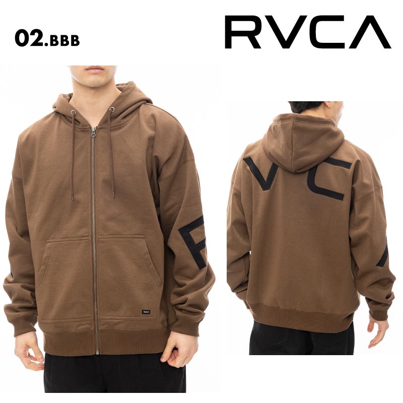 RVCA/ルーカ メンズ ジップパーカー FAKE RVCA ZIP HD 2024 FALL＆WINTER  BE042-044 バックプリント ビッグシルエット ルーズシルエットシルエット フード付き フーディ ロゴ ジップアップ フルジップ 秋冬 男性用 男性用