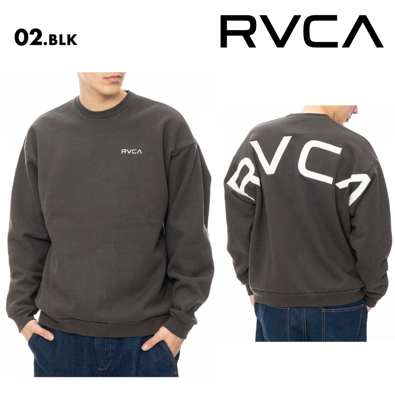 RVCA/ルーカ メンズ トレーナー FAKE RVCA CR 2024 FALL＆WINTER  BE042-032 クルーネック 長袖 長そで 防寒 ワイドシルエット ルーズシルエット ロゴ 秋冬 トップス 男性用 男性用