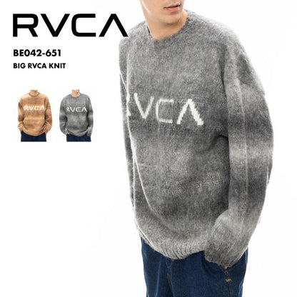 RVCA/ルーカ メンズ セーター BIG RVCA KNIT 2024 FALL＆WINTER  BE042-651 クルーネック ボーダー調 リラックス 防寒 暖かい シャギー素材 秋冬 ロゴ 秋冬 男性用 男性用