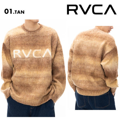 RVCA/ルーカ メンズ セーター BIG RVCA KNIT 2024 FALL＆WINTER  BE042-651 クルーネック ボーダー調 リラックス 防寒 暖かい シャギー素材 秋冬 ロゴ 秋冬 男性用 男性用