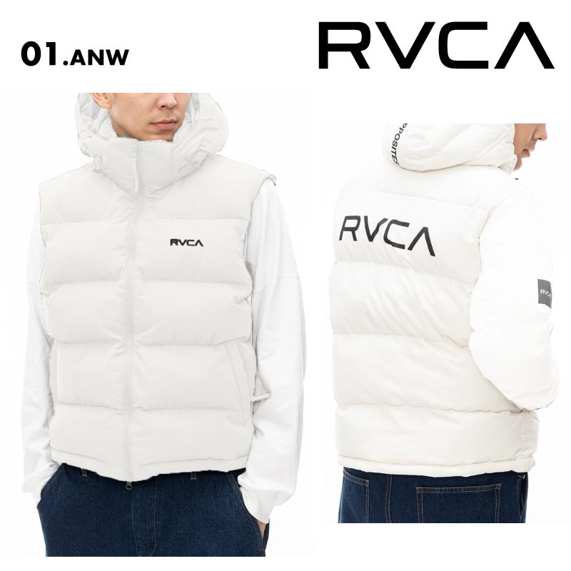 RVCA/ルーカ メンズ ベスト RVCA PUFFER VEST JACKET 2024 FALL＆WINTER  BE042-768 ジャケット フード着脱可能 ドローコード 防寒 防風 おしゃれ かっこいい 秋冬 ロゴ 男性用 男性用