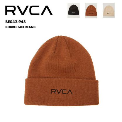 RVCA/ルーカ メンズ ニット帽 DOUBLE FACE BEANIE 2024 FALL＆WINTER  BE042-948 ビーニー 帽子 スノーボード スキー ニットキャップ 防寒 リブ編み カフビーニー ロゴ 男性用 男性用【メール便発送 24FW-03】