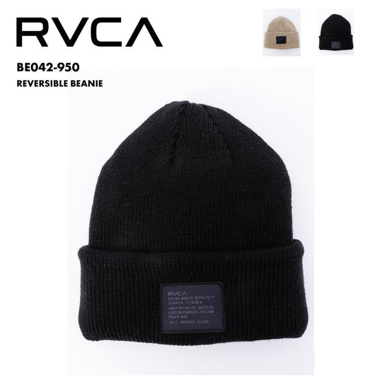 RVCA/ルーカ メンズ ニット帽 REVERSIBLE BEANIE 2024 FALL＆WINTER  BE042-950 ビーニー 帽子 リバーシブル ボーダー リブ編み スキー スノボ 帽子 ロゴ 秋冬 男性用【メール便発送 24FW-03】