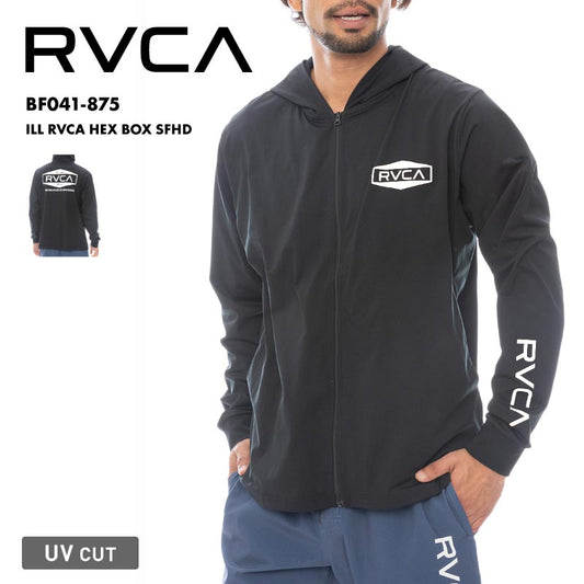 RVCA/ルーカ メンズ 長袖 ジップラッシュガード ILL RVCA HEX BOX SFHD 25 SPRING BF041-875 UVガード UVカット フード フーディ 水着 速乾 プール 海 サーフィン リブ 男性用[メール便発送 25SS-03]