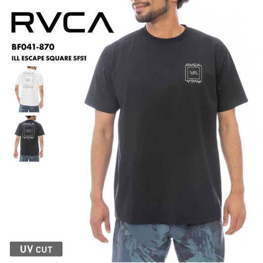 RVCA/ルーカ メンズ 半袖 ラッシュガード ILL ESCAPE SQUARE SFST 25 SPRING BF041-870 速乾 UVカット UPF50 ロゴ ビーチ プール トップス トレーニング ブランド シンプル 男性用[メール便発送 25SS-03]