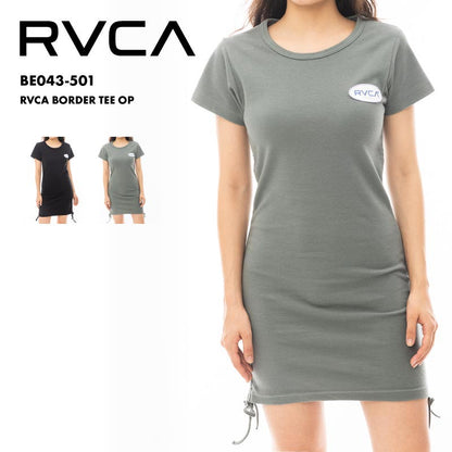 RVCA/ルーカ レディース 半袖 ロング丈 Ｔシャツ RVCA BORDER TEE OP 2024 SPRING BE043-501 ワンピース 半そで ミニワンピース クルーネック ブラック グリーン ブランド おしゃれ 春夏 正規品 女性用【メール便発送 24SS-03】