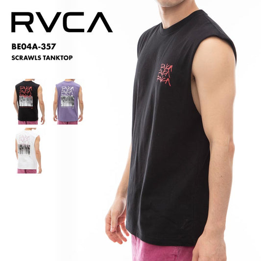 RVCA/ルーカ メンズ タンクトップ SCRAWLS TANKTOP 2024 SUMMER BE04A-357 ノースリーブ 袖なし トップス 夏服 バックプリント おしゃれ ブランド カジュアル ファッション 男性用【メール便発送 24SS-09】